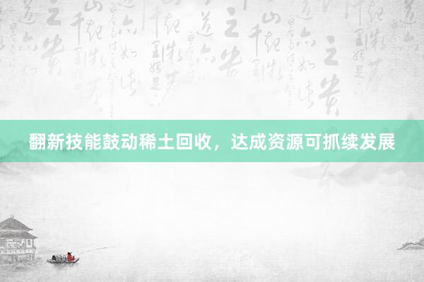 翻新技能鼓动稀土回收，达成资源可抓续发展